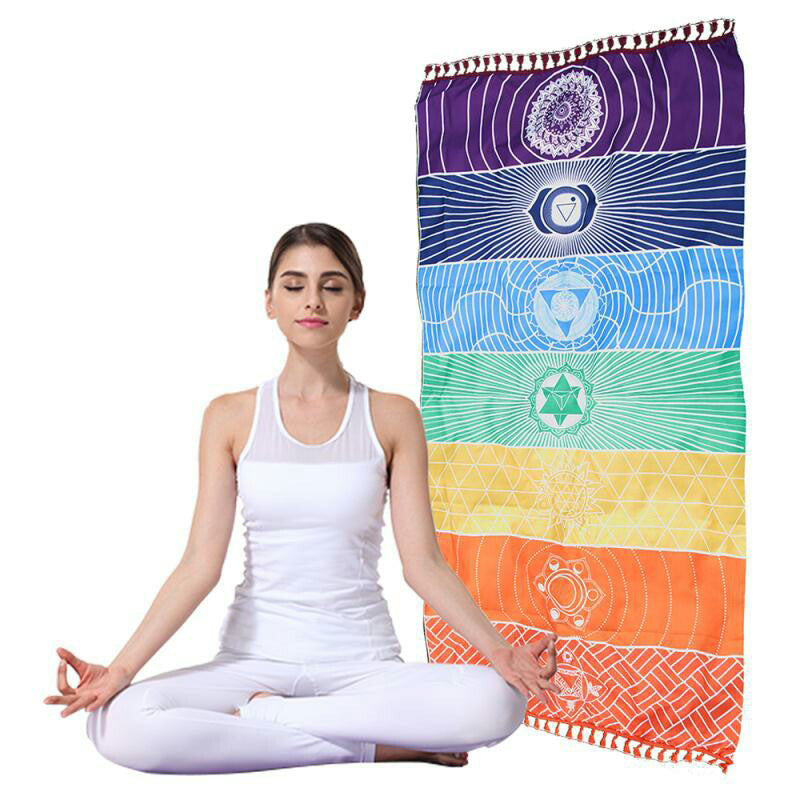 Printed Bath Towel Tassel Colorful Yoga Mat