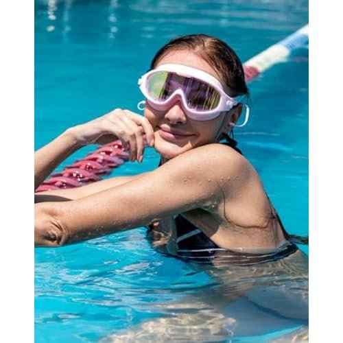 Adult Swimming Goggles,Leak-Proof,Anti-Fog Pool Glasses,Wide View Swim Goggles with Ear Plugs and Nose Clip
