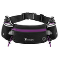 Number-one Running Belt with Water Bottles(2 x 175ML), Hydration Belt Waterproof Waist Pack Bag Fits iPhones Adjustable Sports Waist Pouch for Marathon Running Hiking Cycling, Purple