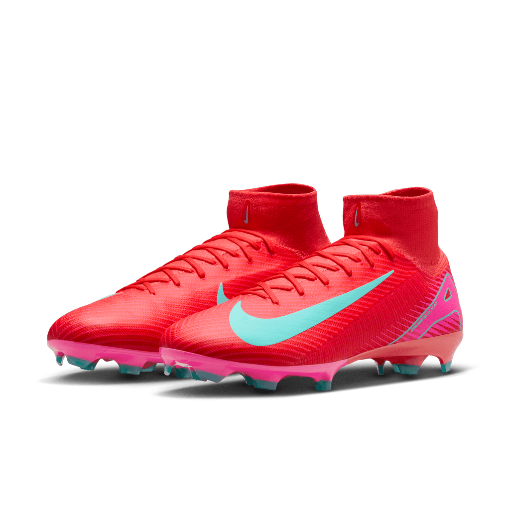 Nike Mercurial Superfly 10 Pro FG High-Top Soccer Cleats-Ember Glow/Aurora Green